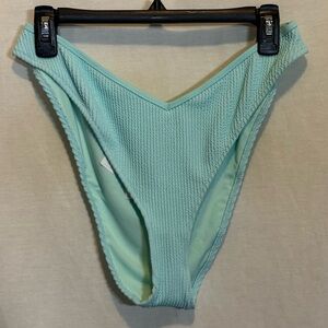 AA-166 Aerie NWT Cheeky Blue‎ RibbedSummer Swim Bikini Bottoms Size XL